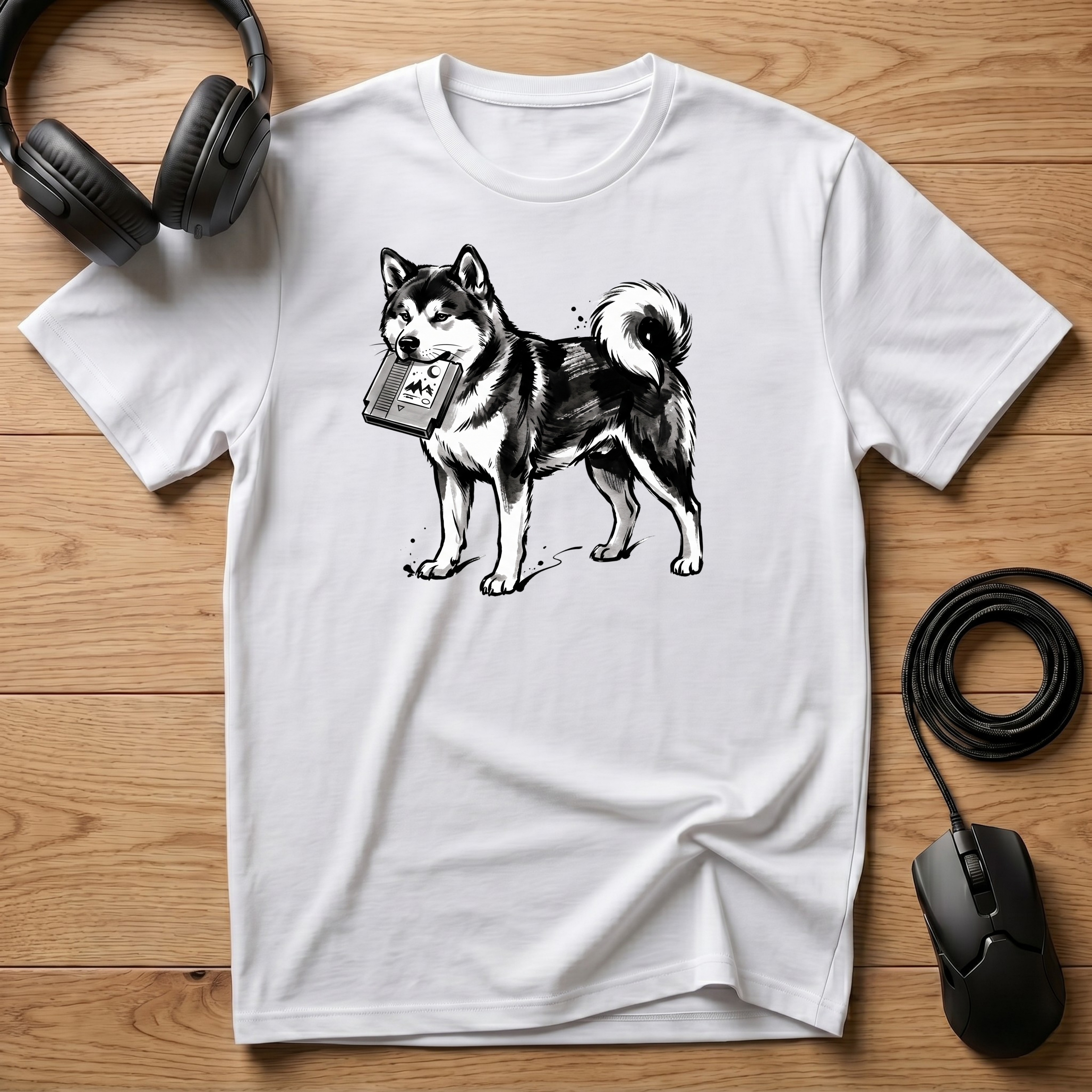 Dog Holding A Game Cartridge T-Shirt